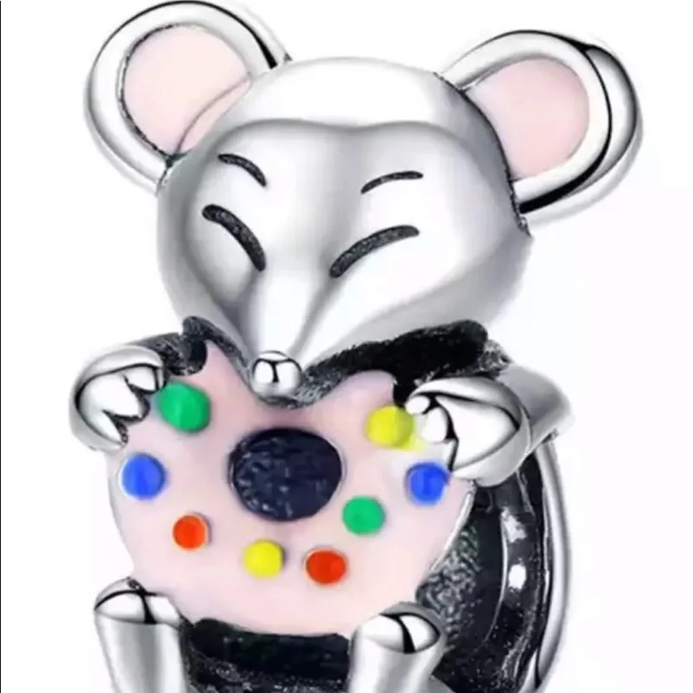Mouse eating a sprinkle donut charm